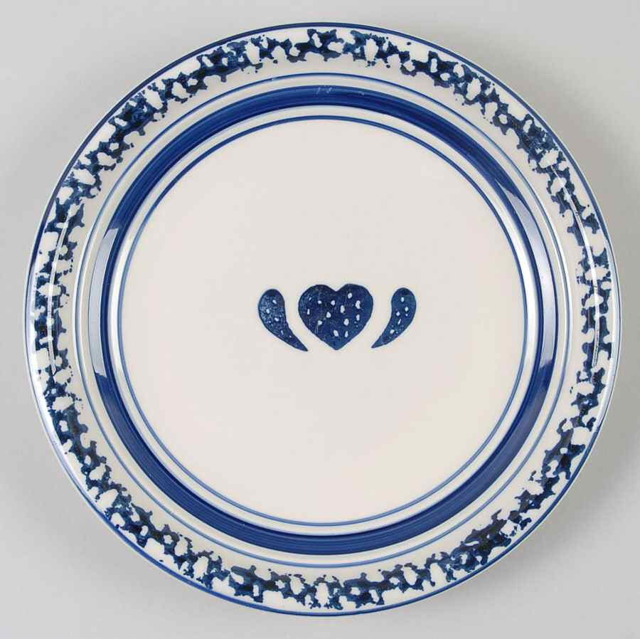Sponge-Blue (Hearts & Bands) Salad Plate by Tienshan-1