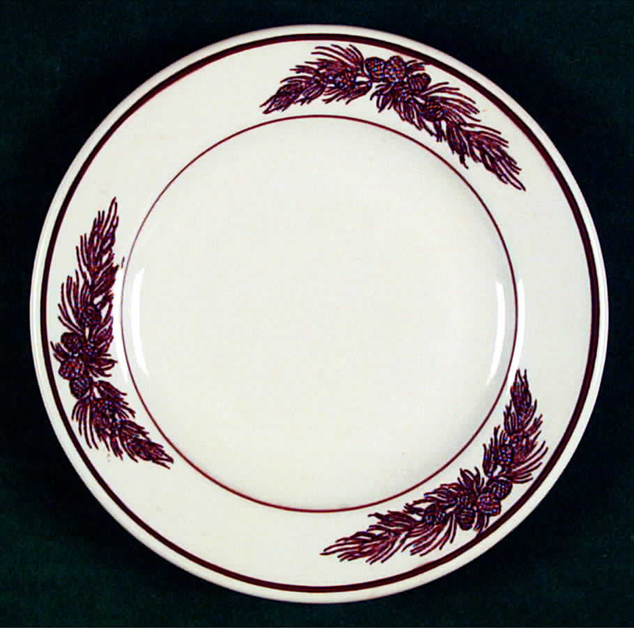 Pine Cone Maroon (White Body) Bread & Butter Plate by Tepco-1