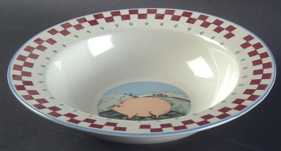 Folk Art Rim Soup Bowl by Tienshan-1