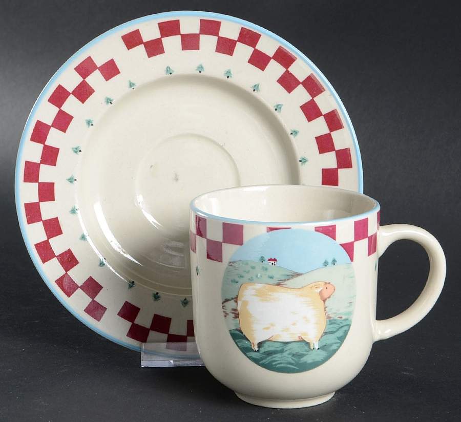 Folk Art Flat Cup & Saucer Set by Tienshan-1