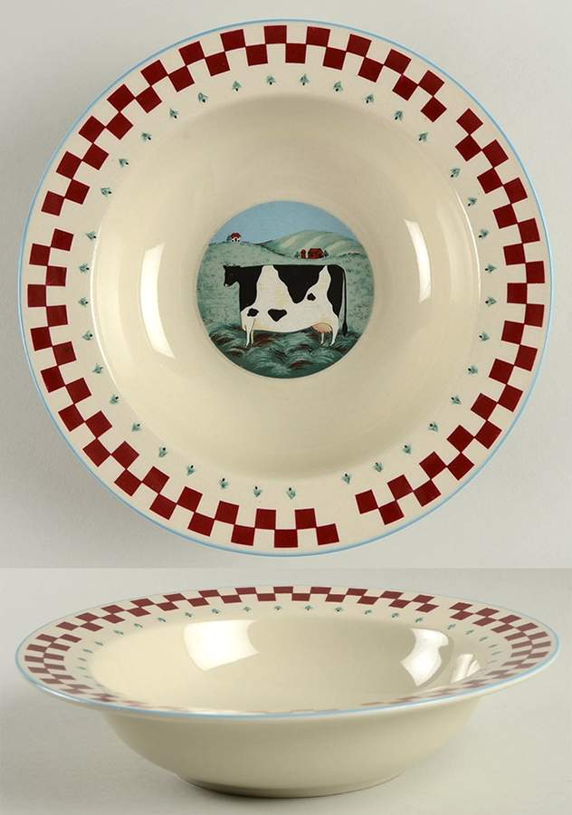 Folk Art Rim Soup Bowl by Tienshan-1