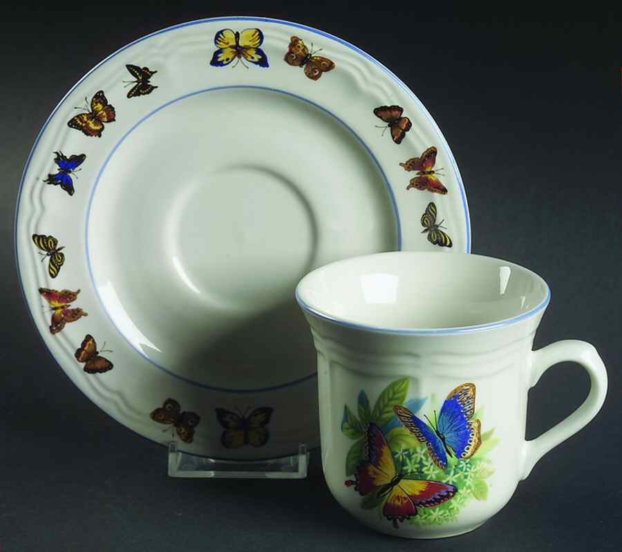 Butterflies Flat Cup & Saucer Set by Tabletops Unlimited-1