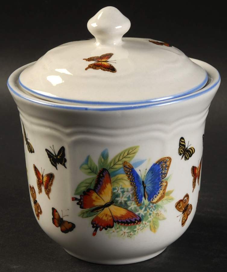 Butterflies Sugar Bowl & Lid by Tabletops Unlimited-1