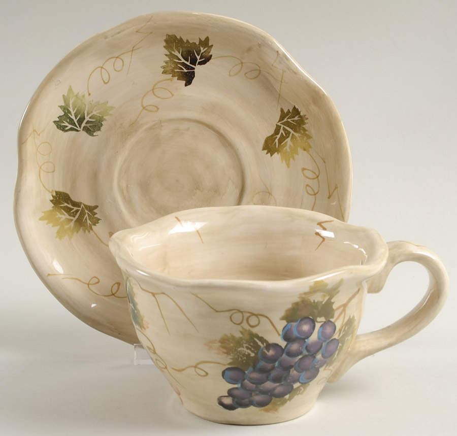 Cabernet (Semi Scallop, Rippled) Flat Cup & Saucer Set by Tabletops Unlimited-1