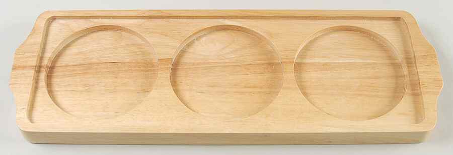 Cabernet (Semi Scallop, Rippled) Sauce Dish Set Wood Tray Only by Tabletops Unlimited-1