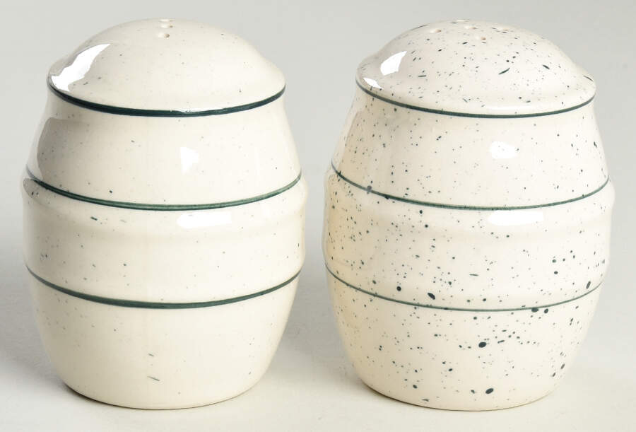 Green Crock (Flecks) Salt & Pepper Set by Tienshan-1