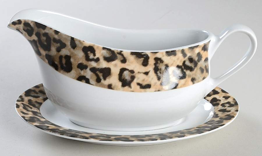 Leopard Gravy Boat & Underplate by Tienshan-1