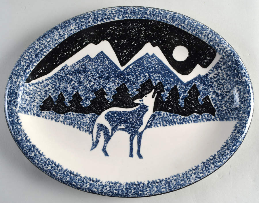 Wolf 14" Oval Serving Platter by Tienshan-1