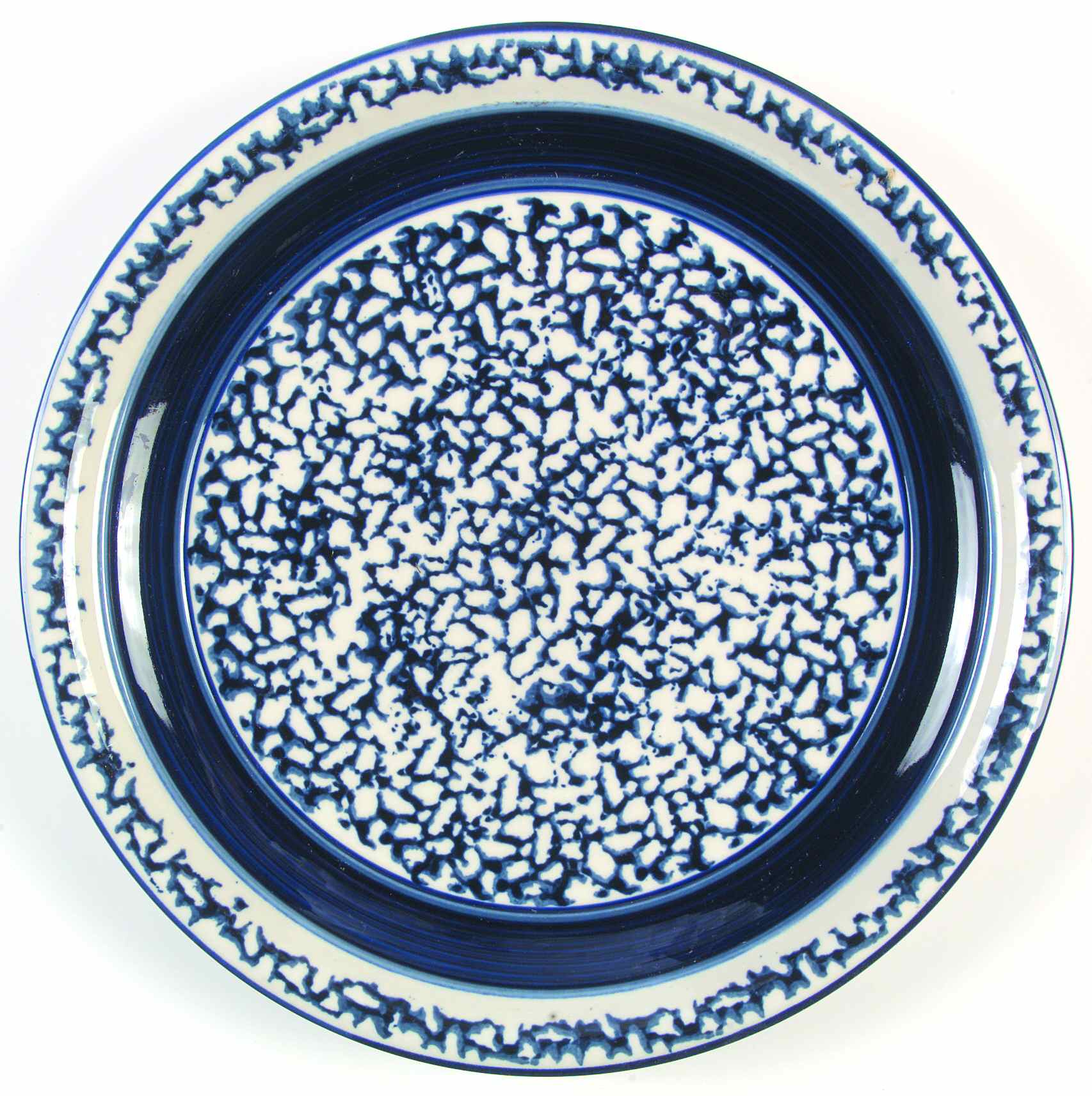Sponge Blue (Bands) Dinner Plate by Tienshan-1