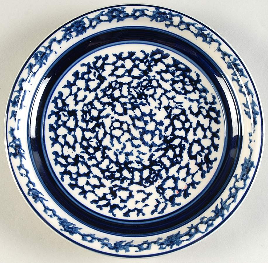 Sponge Blue (Bands) Salad Plate by Tienshan-1