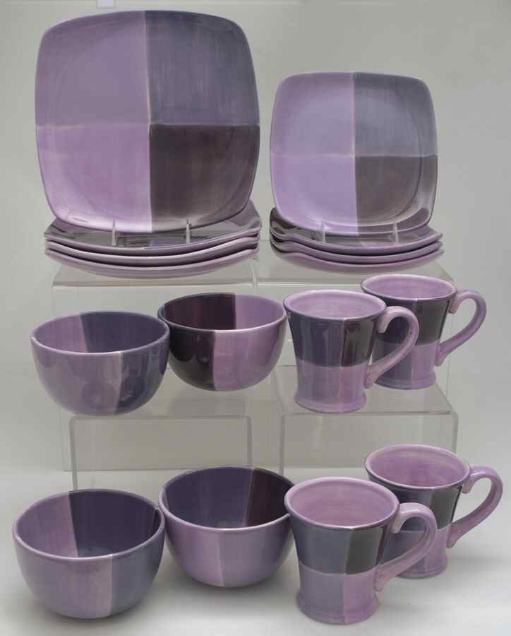 Quadrettini 16 Pc Set-4ea Motif Plum by Tabletops Unlimited-1