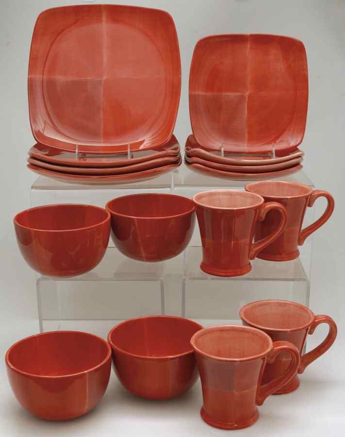 Quadrettini 16 Pc Set-4ea Motif Red by Tabletops Unlimited-1