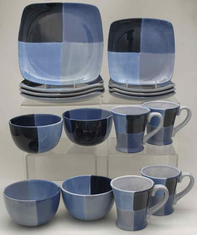 Quadrettini 16 Pc Set-4ea Motif Blue by Tabletops Unlimited-1