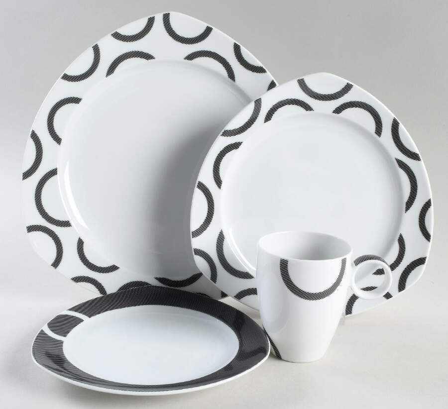 Vario Black (Circles) 4 Piece Place Setting by Thomas-1