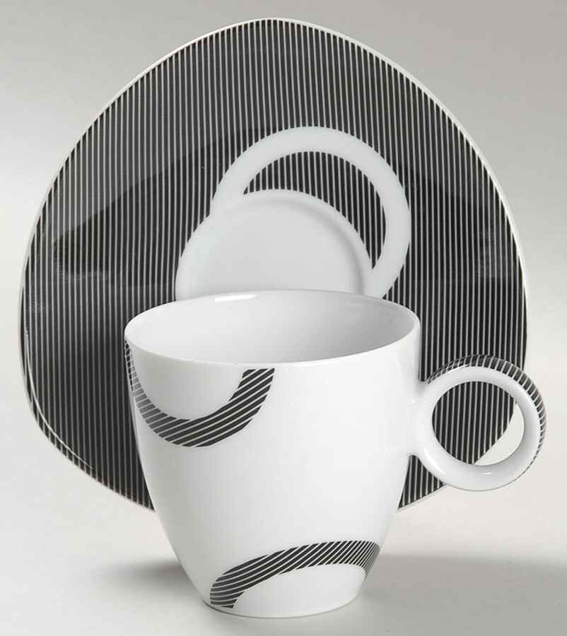 Vario Black (Circles) Flat Demitasse Cup & Saucer Set by Thomas-1