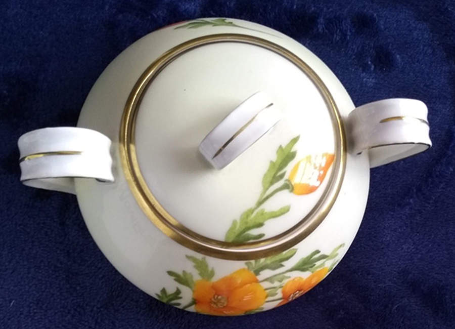 California Poppy Sugar Bowl & Lid by Tirschenreuth-1