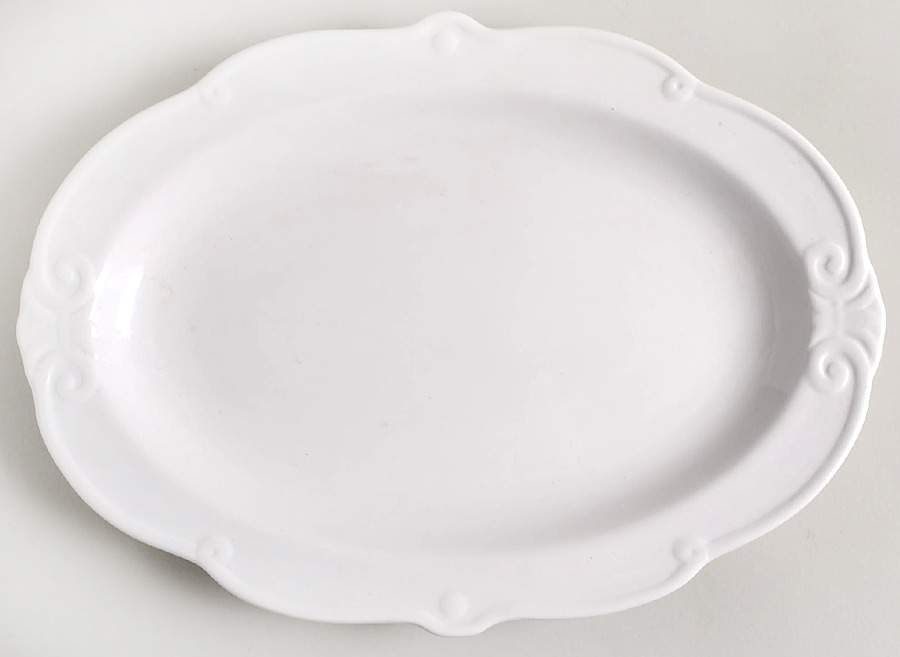 Blanc De Blanc 15" Oval Serving Platter by Tienshan-1