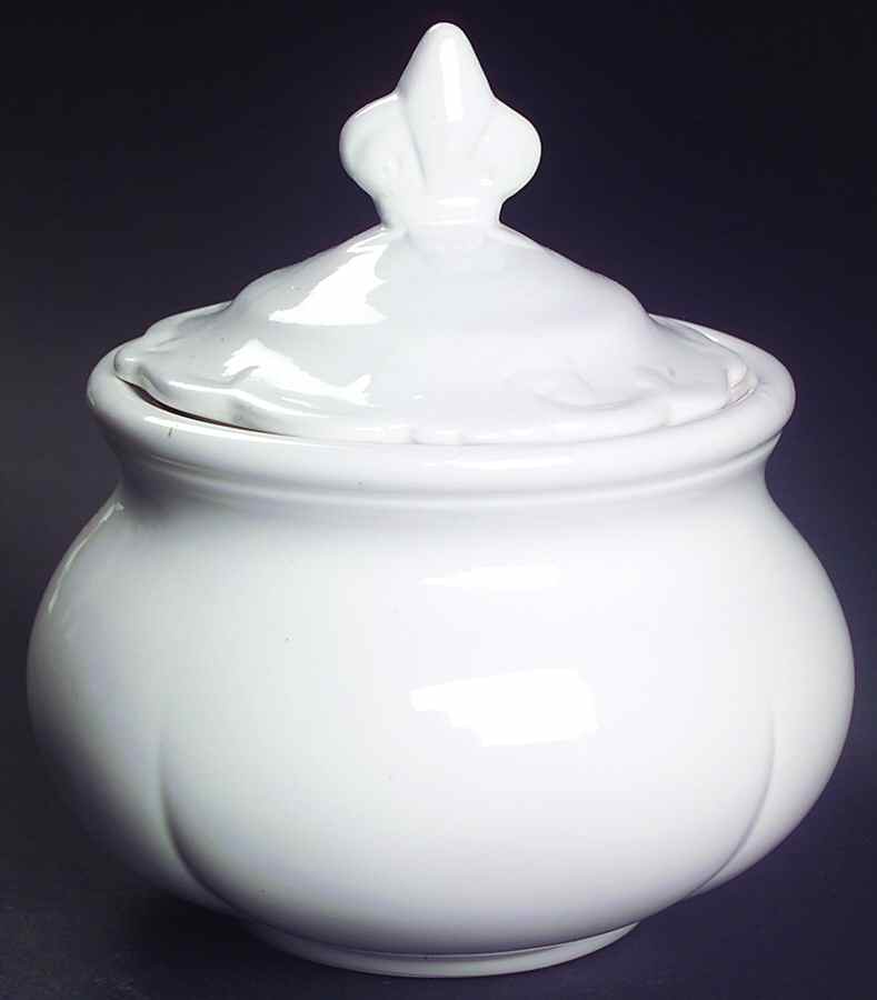 Blanc De Blanc Sugar Bowl & Lid by Tienshan-1