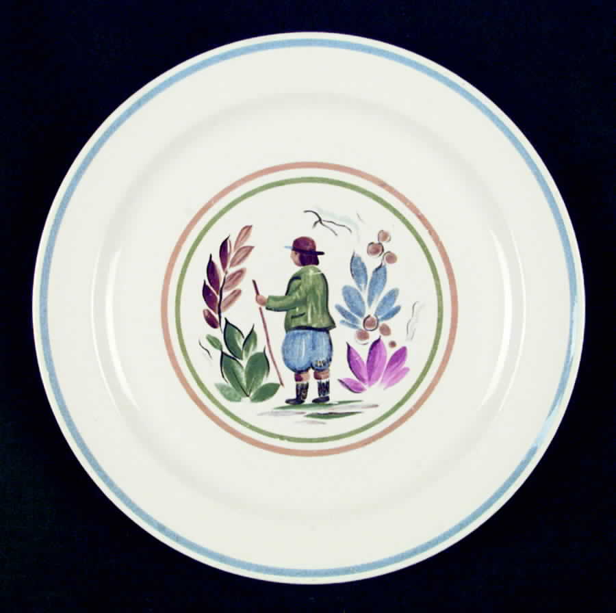 Peasant Blue Band Laurel Luncheon Plate by Taylor, Smith & Taylor (Ts&T)-1