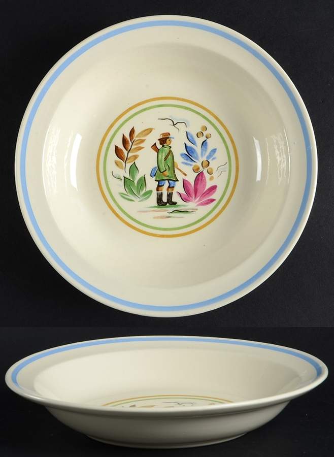 Peasant Blue Band Laurel Rim Soup Bowl by Taylor, Smith & Taylor (Ts&T)-1
