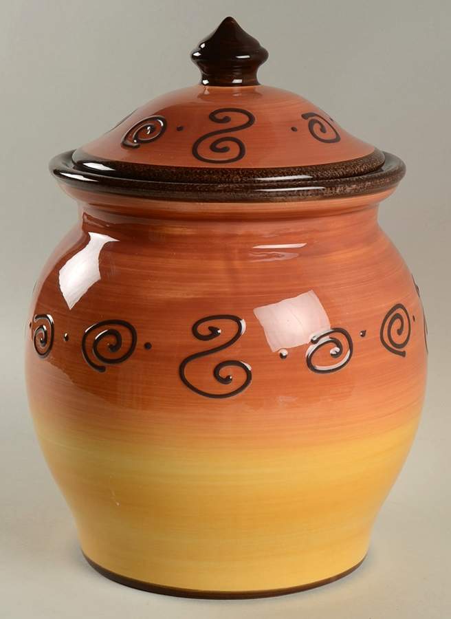 Ambrosia (Raised Scrolls) Cookie Jar & Lid by Tabletops Unlimited-1