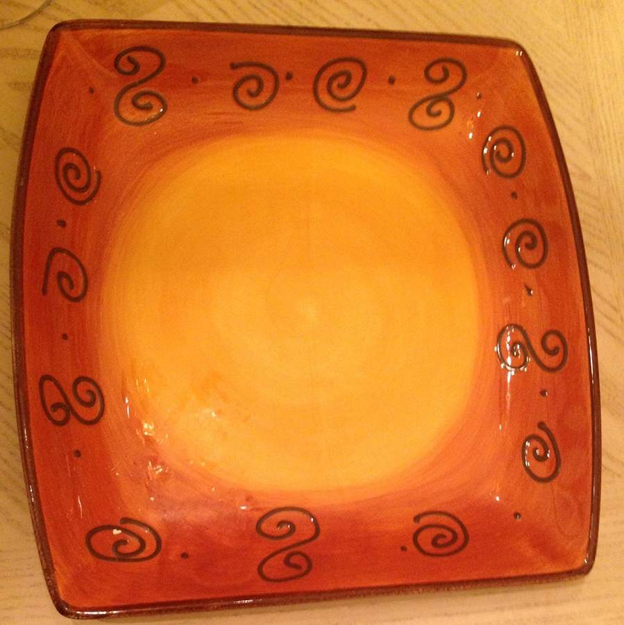 Ambrosia (Raised Scrolls) Large Square Dinner Plate by Tabletops Unlimited-1