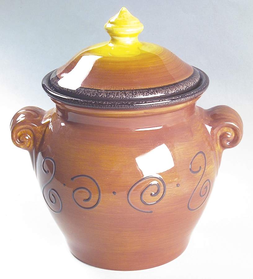 Ambrosia (Raised Scrolls) Medium Canister & Lid by Tabletops Unlimited-1