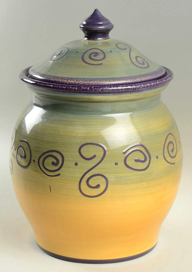 Ambrosia (Raised Scrolls) Cookie Jar & Lid by Tabletops Unlimited-1