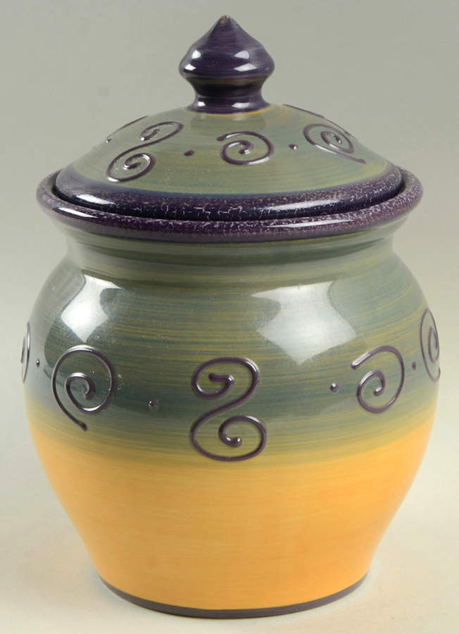 Ambrosia (Raised Scrolls) Small Canister & Lid by Tabletops Unlimited-1