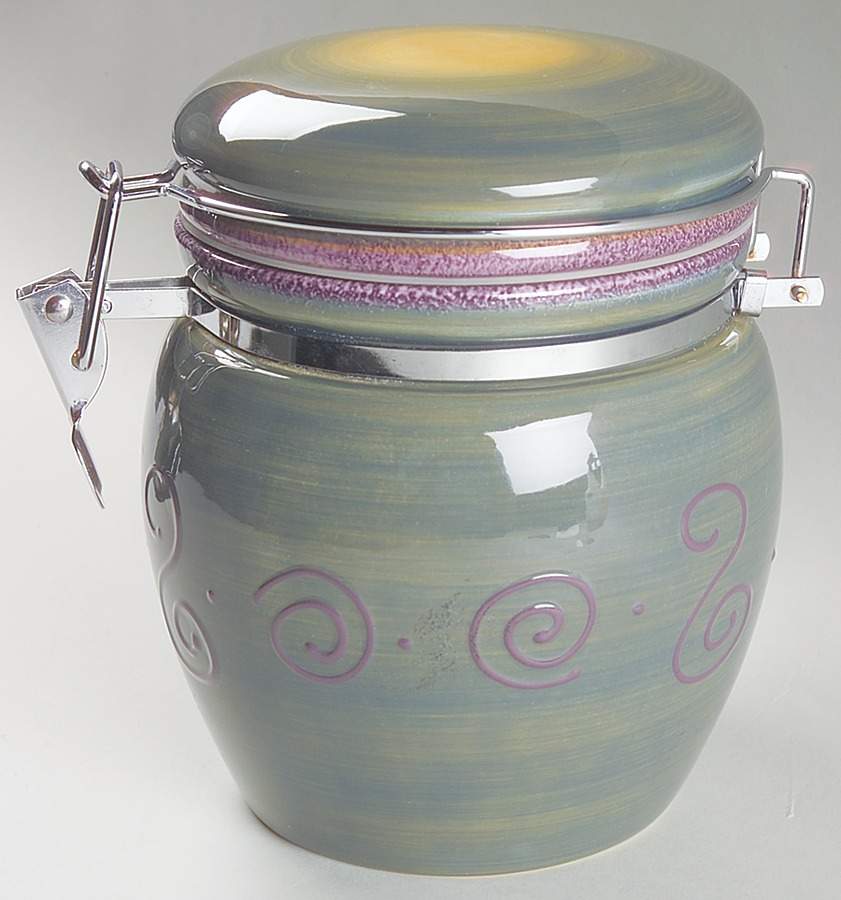 Ambrosia (Raised Scrolls) Small Canister with Hinged Lid by Tabletops Unlimited-1