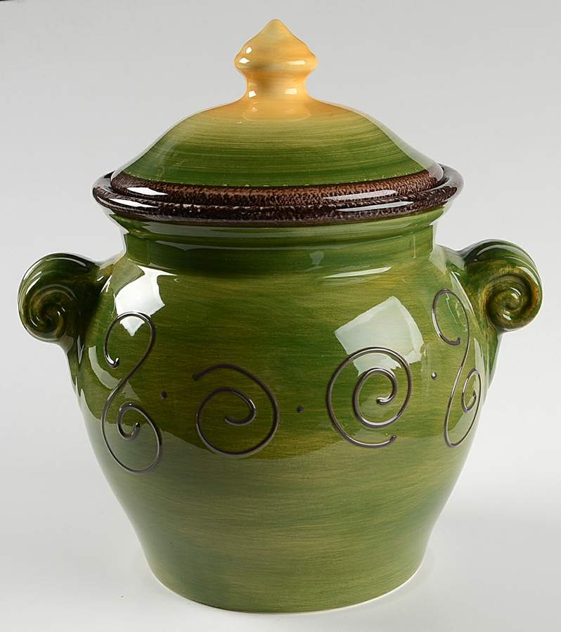 Ambrosia (Raised Scrolls) Medium Canister & Lid by Tabletops Unlimited-1