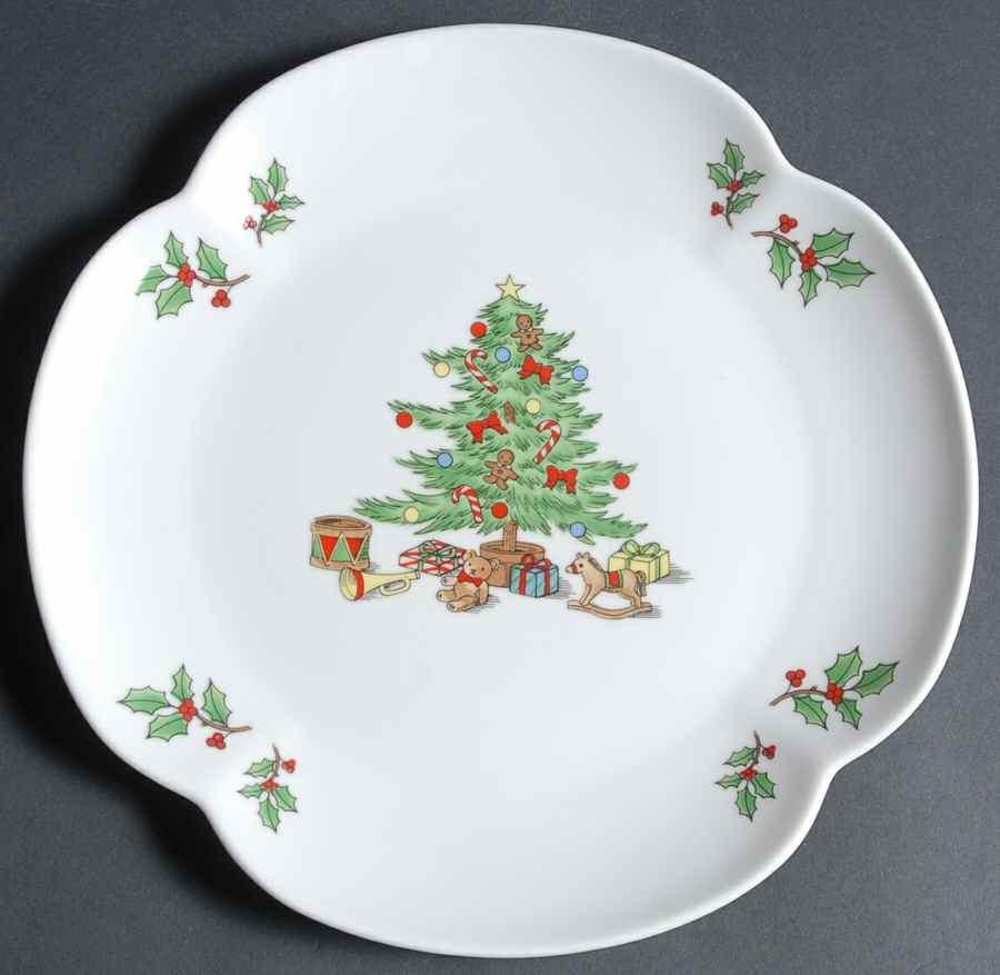 Holiday Hostess (Trim, No Gold Band) Cake Plate by Tienshan-1