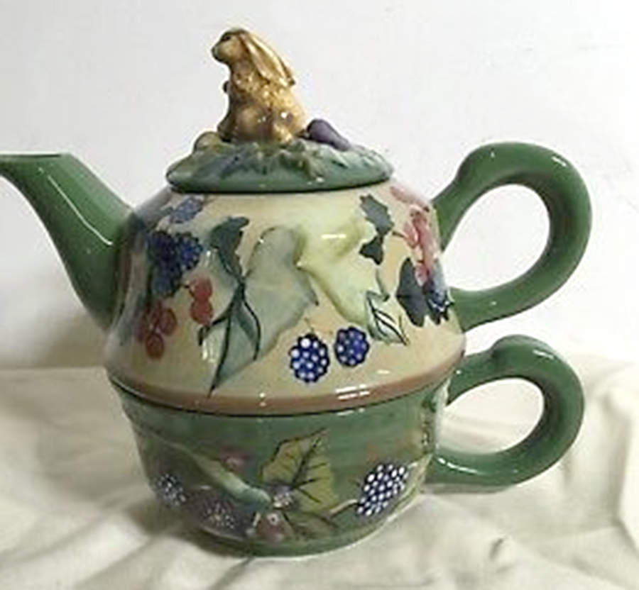 Beloved Country Individual Teapot & Lid with Cup by Tracy Porter-1