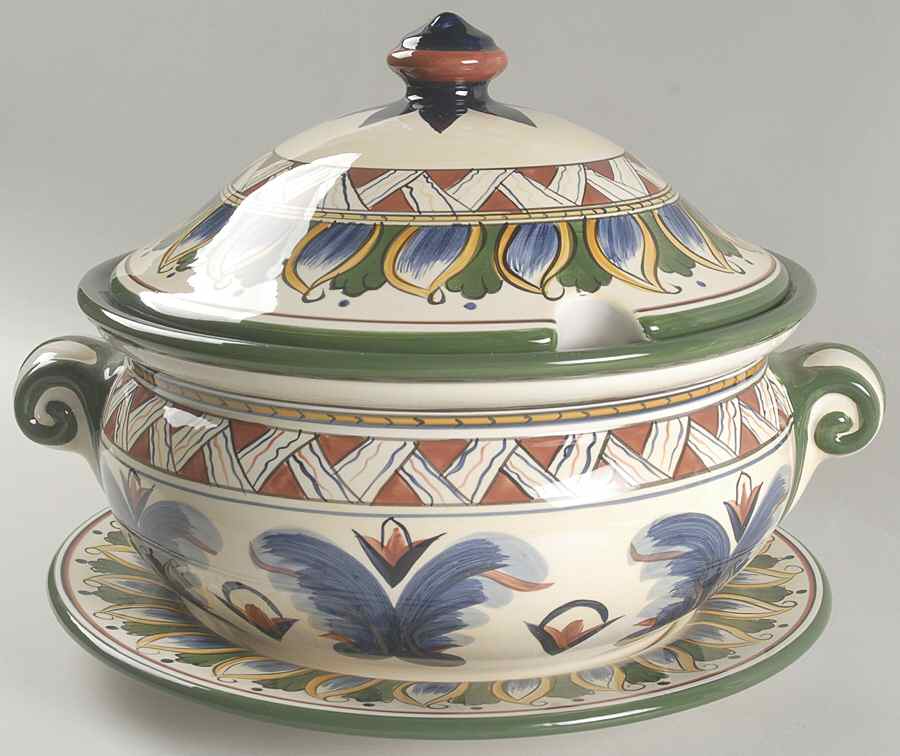 Deruta Tureen & Lid w/Underplate by Tabletops Unlimited-1