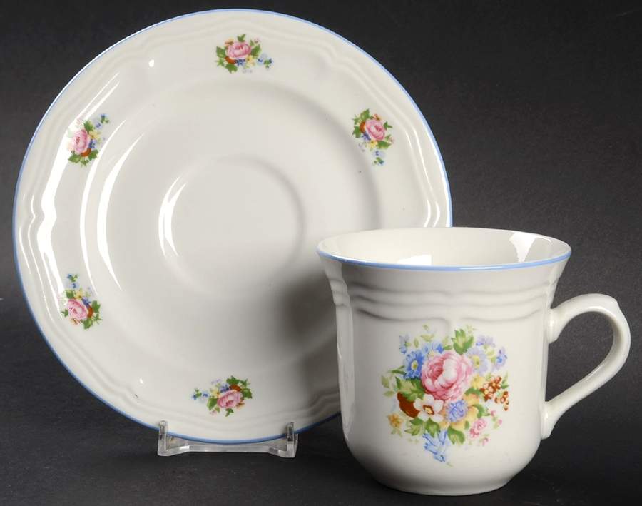 Victoria White Flat Cup & Saucer Set by Tabletops Unlimited-1