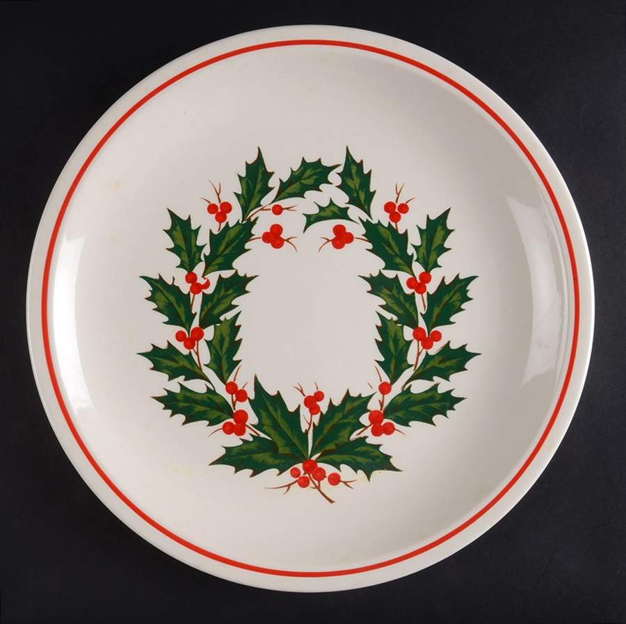 Holiday Wreath (3-8" Rim) 12" Chop Plate (Round Platter) by Taylor, Smith & Taylor (Ts&T)-1