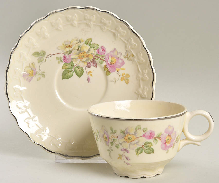 649 Footed Cup & Saucer Set by Taylor, Smith & Taylor (Ts&T)-1