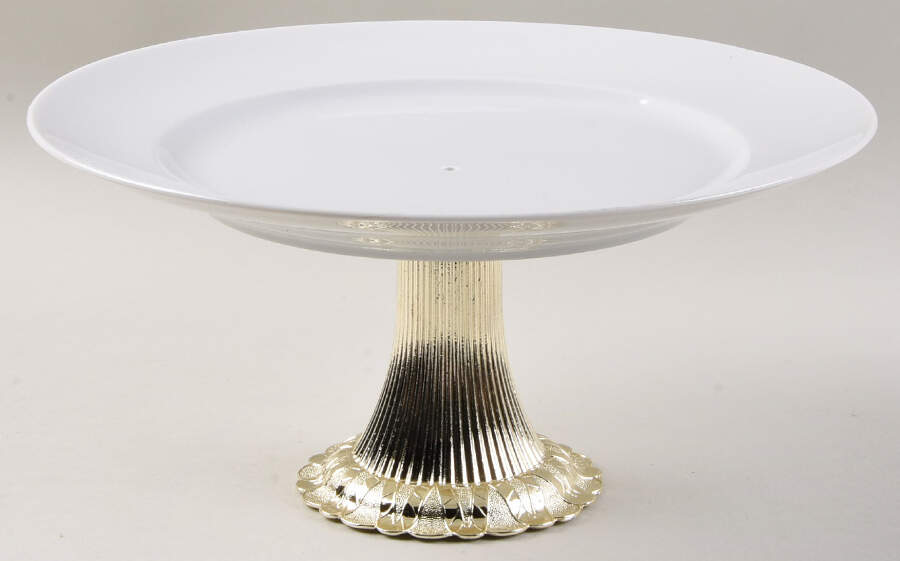 Vario White Cake Stand with 4"-5" Metal Pedestal  Hc by Thomas-1