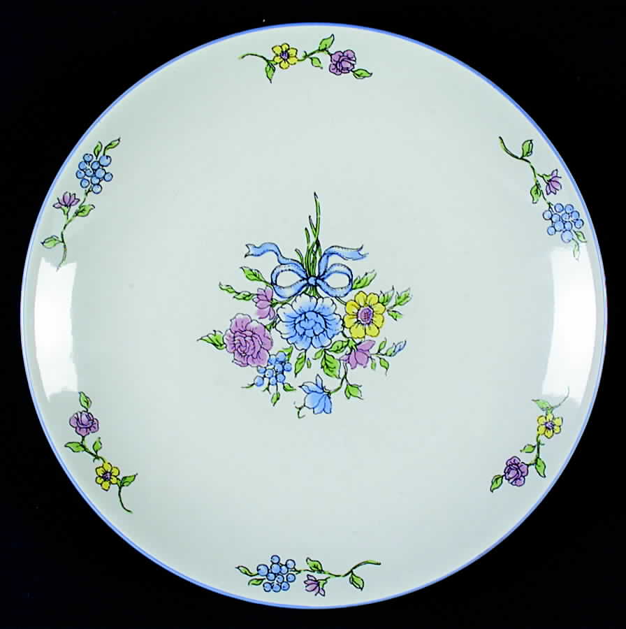 Victorian Bouquet (Blue Trim) Dinner Plate by Tabletops Unlimited-1
