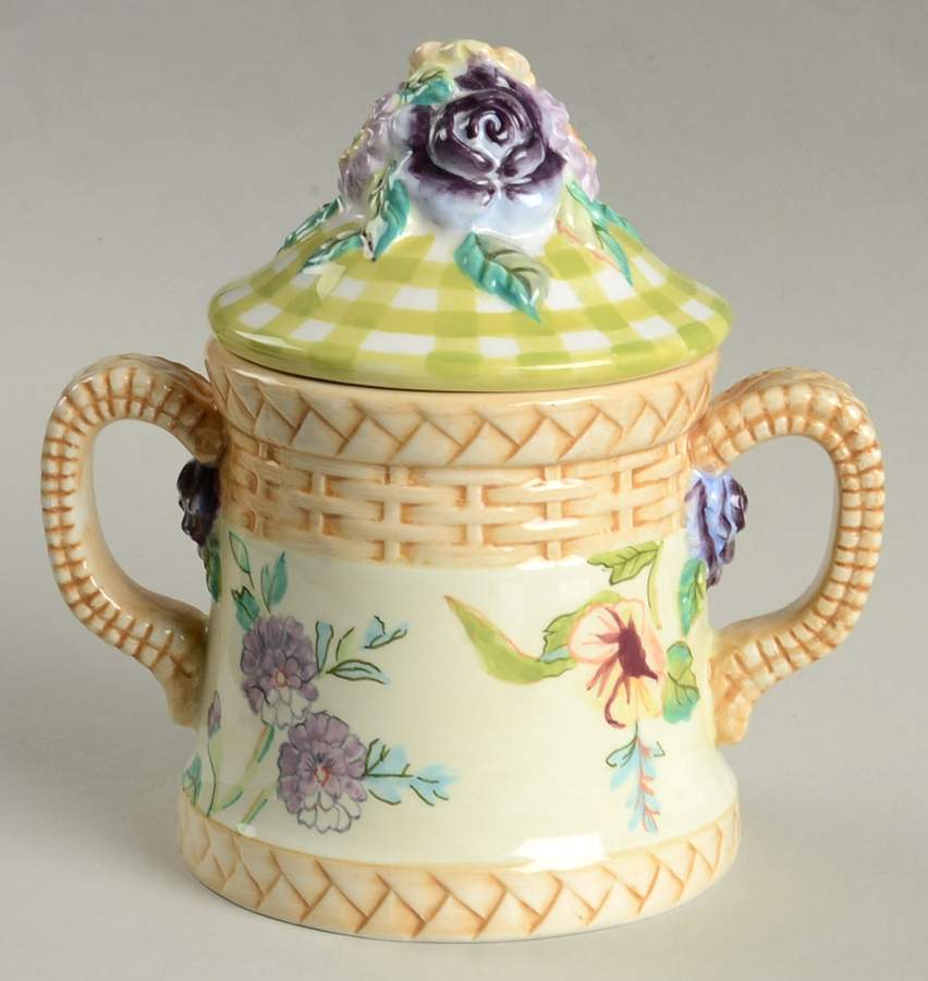 Cottage Rose Sugar Bowl & Lid by Tracy Porter-1