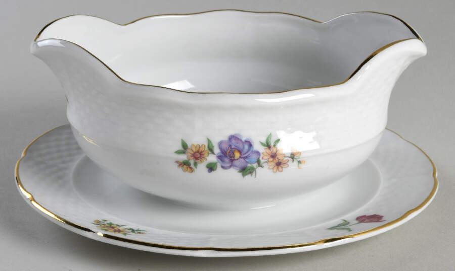 Bouquet Gravy Boat with Attached Underplate by Thun-1