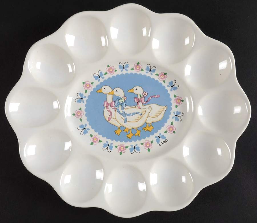 Ribbon Geese Deviled Egg Plate by Treasure Craft-1