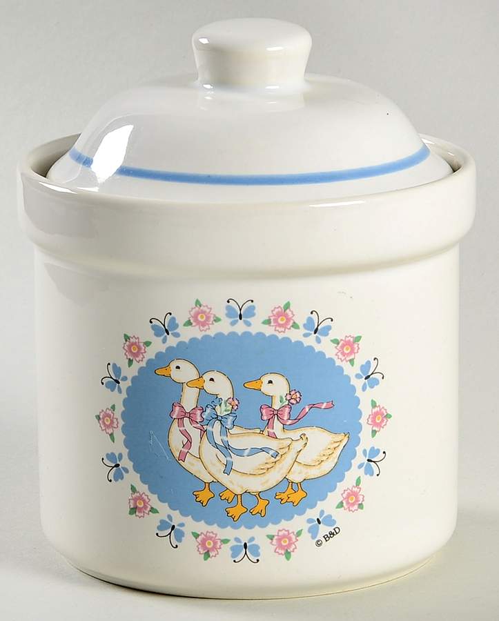 Ribbon Geese Small Canister & Lid by Treasure Craft-1
