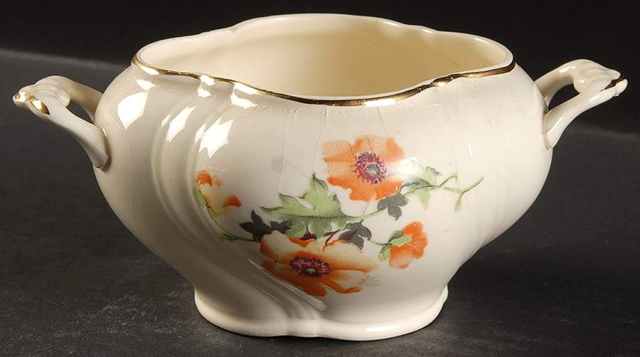 Wild Poppy (Vogue, Swirl) Sugar Bowl No Lid by Taylor, Smith & Taylor (Ts&T)-1