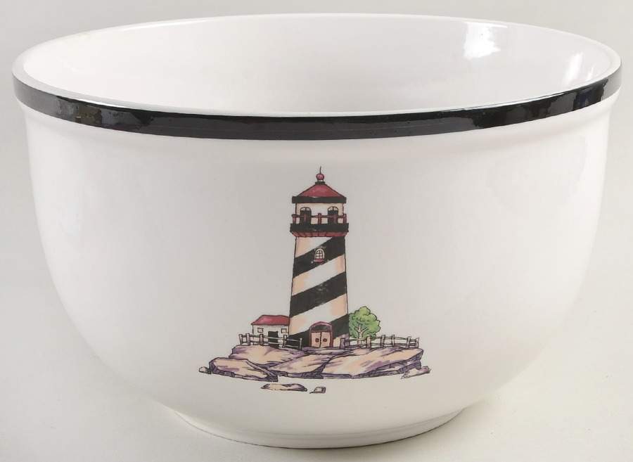 Coastal Lighthouse 10" Large Salad Serving Bowl by Totally Today-1
