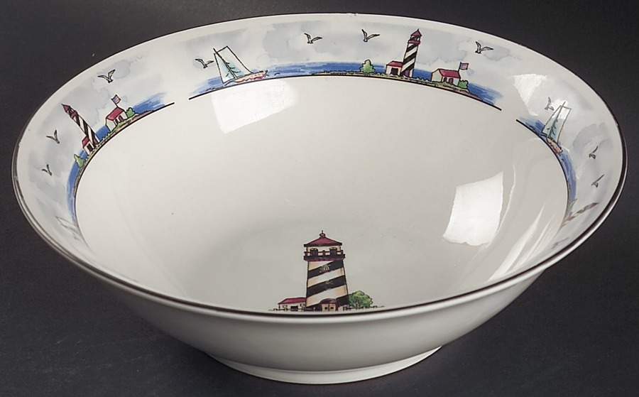 Coastal Lighthouse 9" Round Vegetable Bowl by Totally Today-1