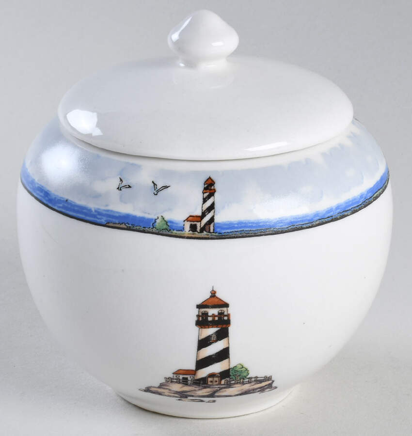 Coastal Lighthouse Sugar Bowl & Lid by Totally Today-1