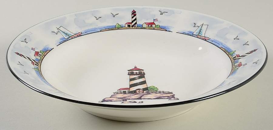 Coastal Lighthouse Rim Soup Bowl by Totally Today-1