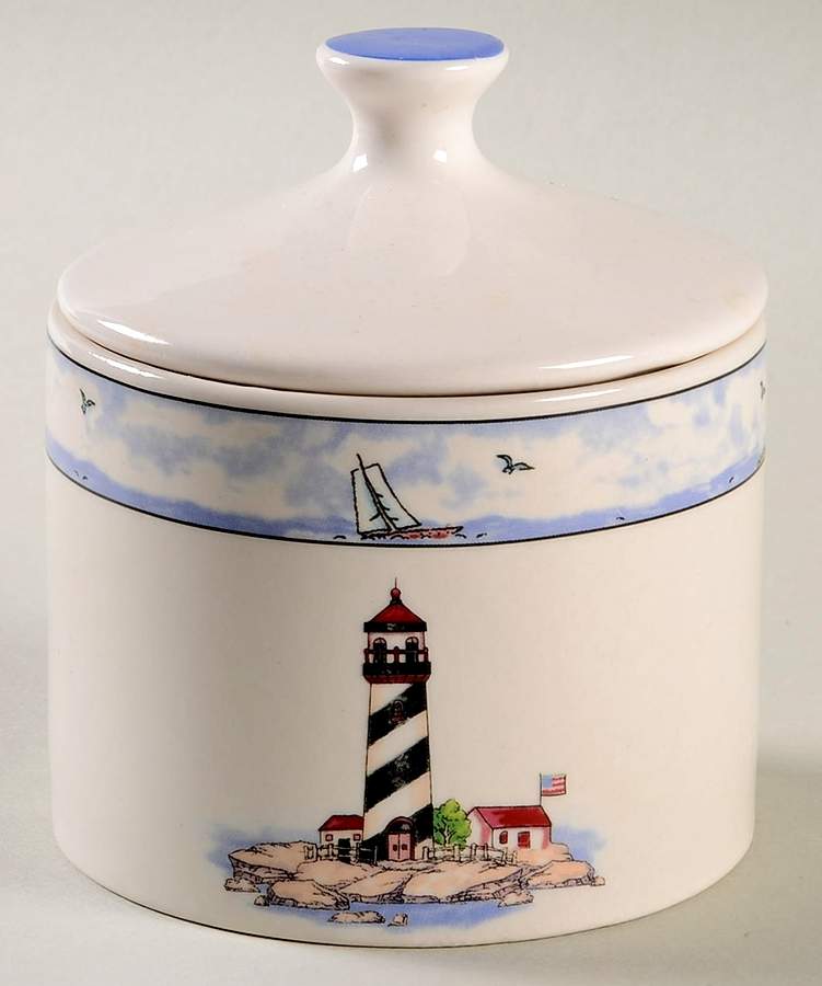 Coastal Lighthouse Sugar Bowl & Lid by Totally Today-1