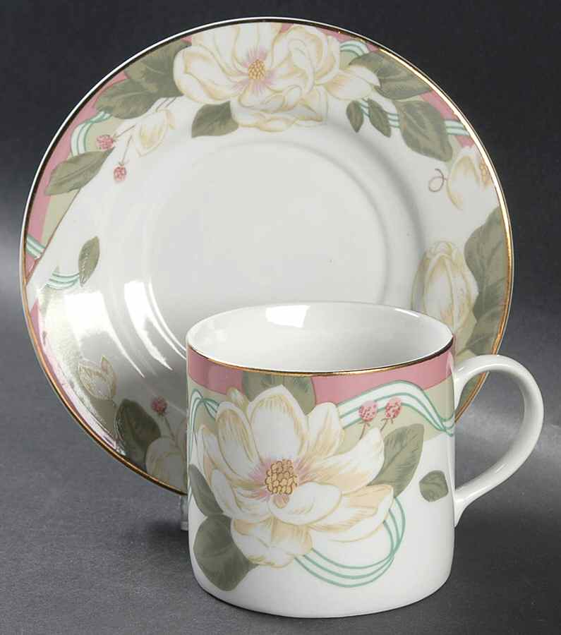 Spring Magnolia Flat Cup & Saucer Set by Tienshan-1